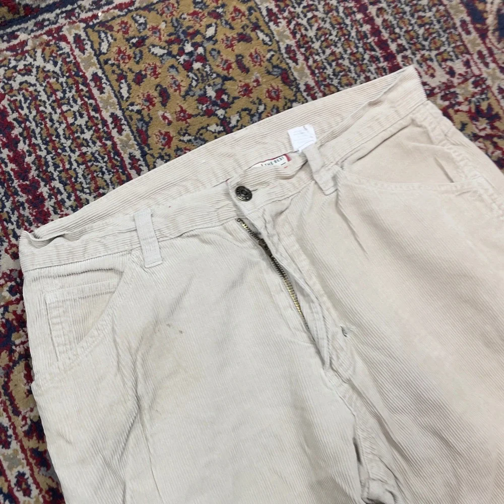 VTG 2000 Old Navy Carpenter Pants Cream Corduroy Straight Leg Mens 32 Regular